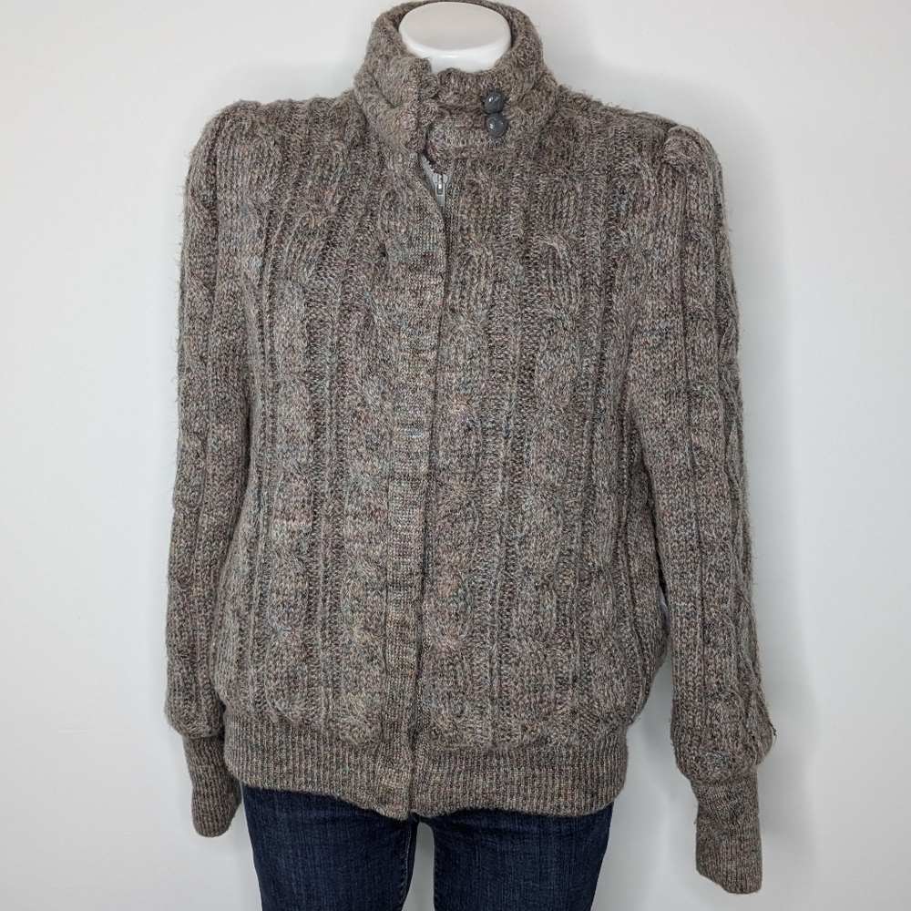 Vintage Uzzi brown neutral tones zip up jacket L